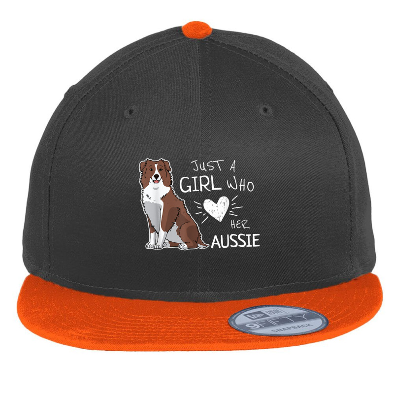 Just A Girl Who Loves Her Australian Shepherd Dog Puppy Love Flat Bill Snapback Cap by Juan-Design | Artistshot