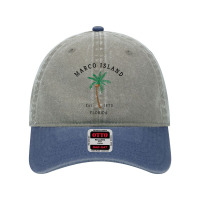 Womens Marco Island Florida Colorful Palm Tree Retro Novelty Art V Nec Dyed Cap | Artistshot