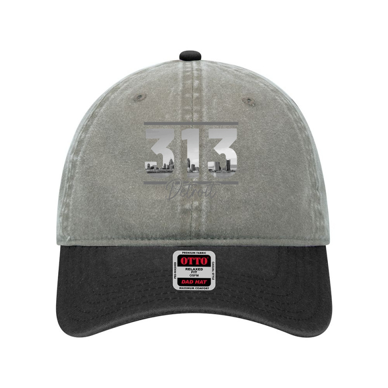 Detroit 313 Area Code Skyline Michigan Vintage Dyed Cap by cm-arts | Artistshot