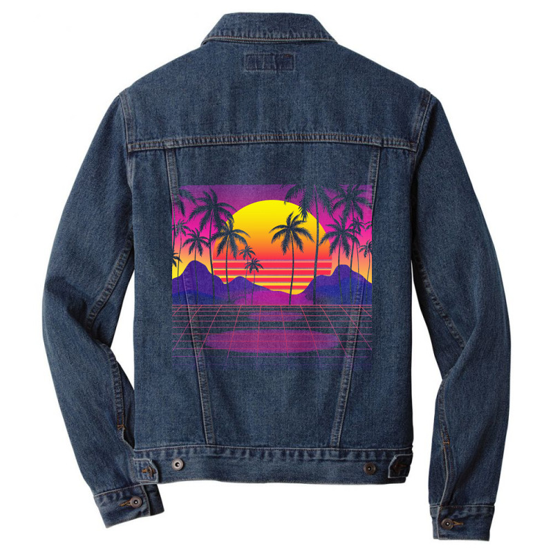 Synthwave T  Shirt Mesmerizing Sunset Synthwave T  Shirt Men Denim Jacket by victorycanola | Artistshot