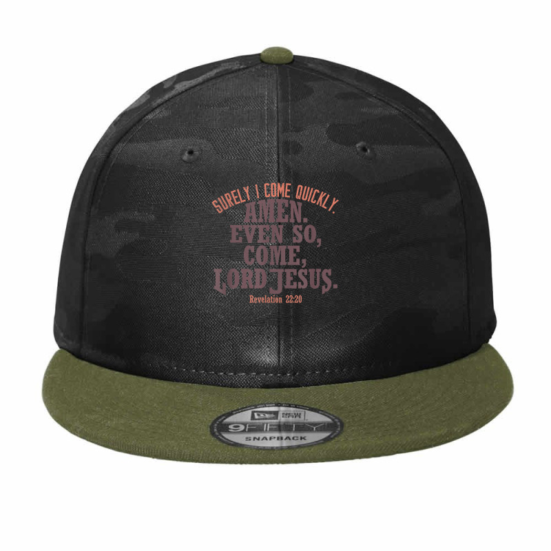 Amen Even So Come Lord Jesus, Revelation Second Coming Kjv T Shirt Camo Snapback by cm-arts | Artistshot