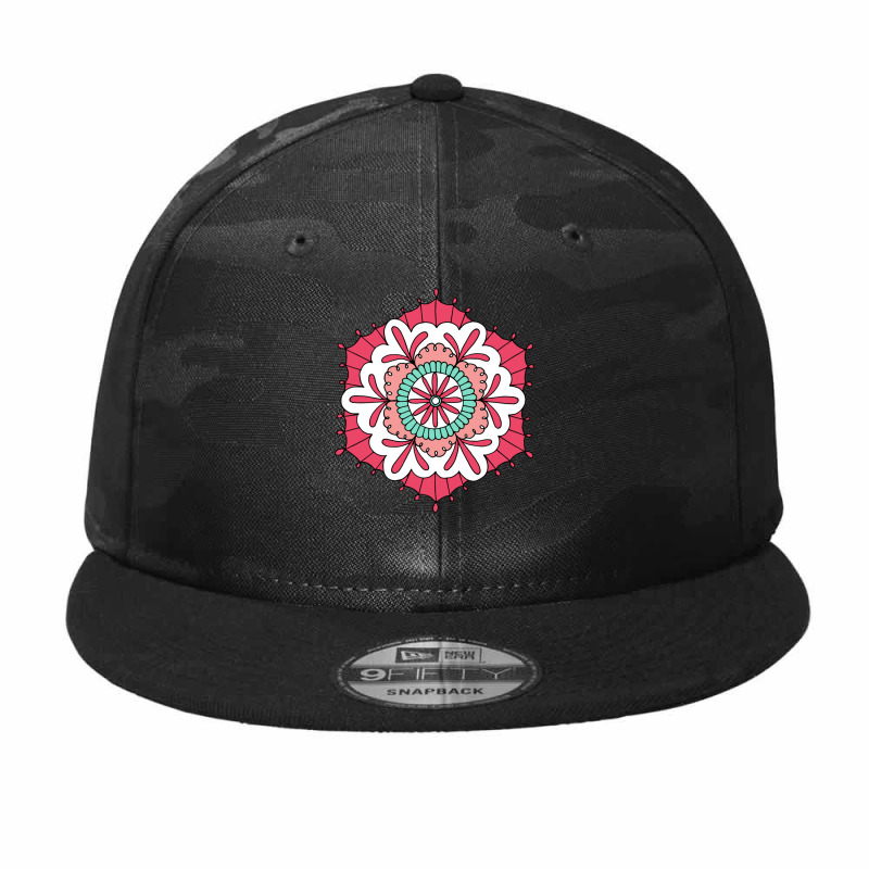 Pink Fin Mandala Circle  Spiritual Yoga Sweatshirt Camo Snapback | Artistshot