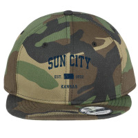 Sun City Kansas Ks Vintage Athletic Navy Sports Design Long Sleeve T S Flat Bill Snapback Cap | Artistshot