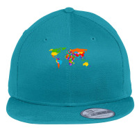 Kids World Map Boys  Girls Map Of The World For Mens Womens Flat Bill Snapback Cap | Artistshot