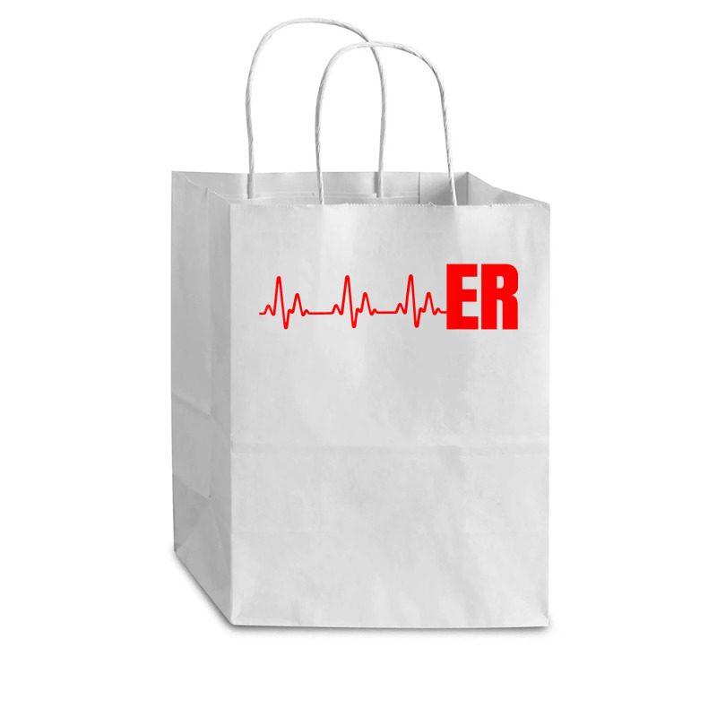 Emergency Medicine Emergency Room Nurse Er Heartbeat T Shirt Cub Paper Bag - 8 X 4 1/2 X 10 1/4 | Artistshot