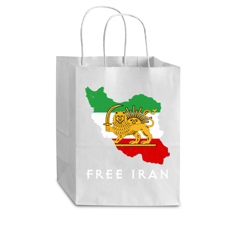 Iran Flag Map Lion Sun Sword Free Iran Support Women Of Iran Long Slee Cub Paper Bag - 8 X 4 1/2 X 10 1/4 | Artistshot