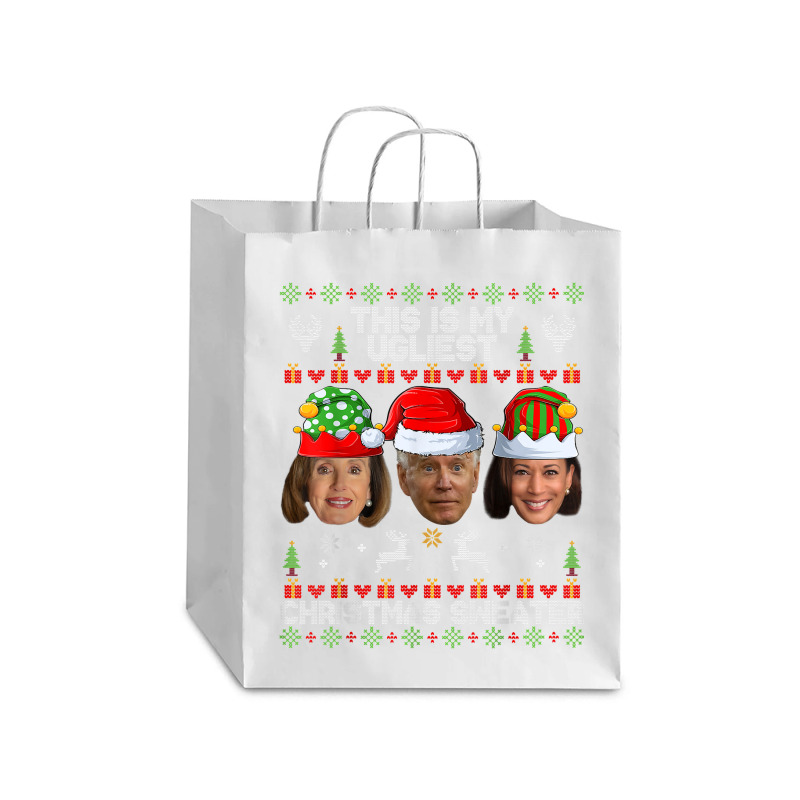 This Is My Ugliest Christmas Sweater Funny Joe Biden Kamala T Shirt Debie Paper Bag - 10 X 5 X 13 | Artistshot