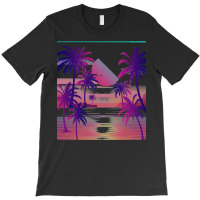 Synthwave T  Shirt Sunset Palm Trees Vaporwave Aesthetic T  Shirt T-shirt | Artistshot