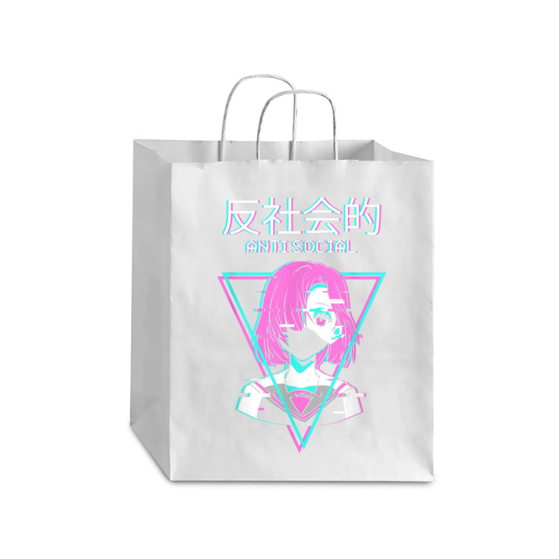 Antisocial Vaporwave Anime Girl Japanese Indie Alt Aesthetic Debie Paper Bag - 10 X 5 X 13 | Artistshot