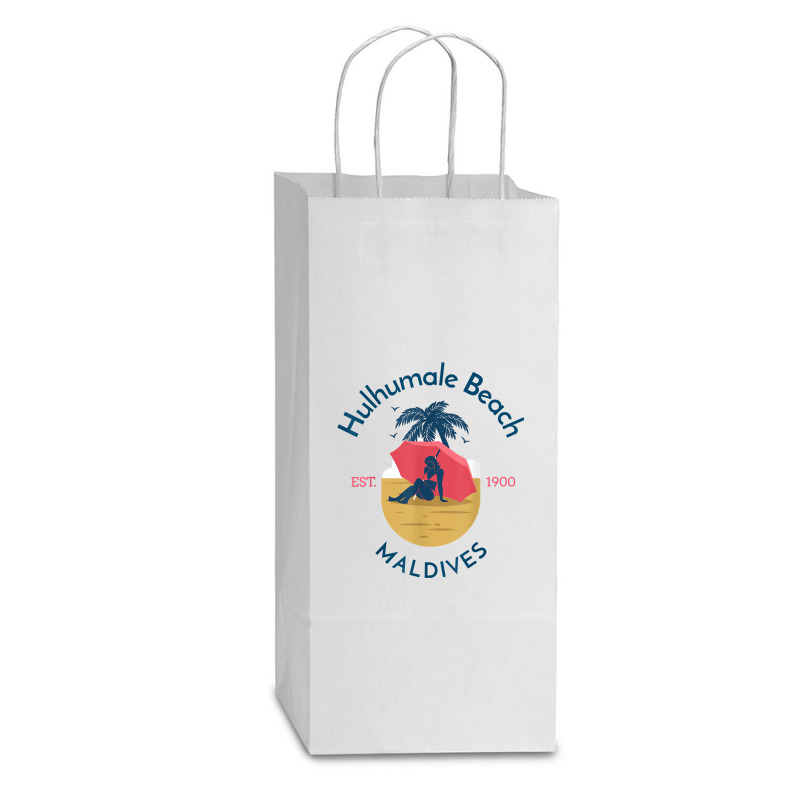 Hulhumale Beach Maldives T Shirt Double Wine Paper Bag - 6 1/2 X 3 1/2 X 12 3/8 | Artistshot