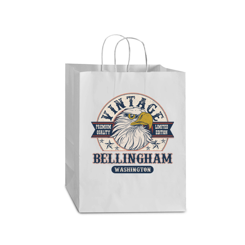 Retro Bald Eagle Bellingham Washington Vintage Limited Edition Mart Paper Bag -13 X 7 X 17 | Artistshot