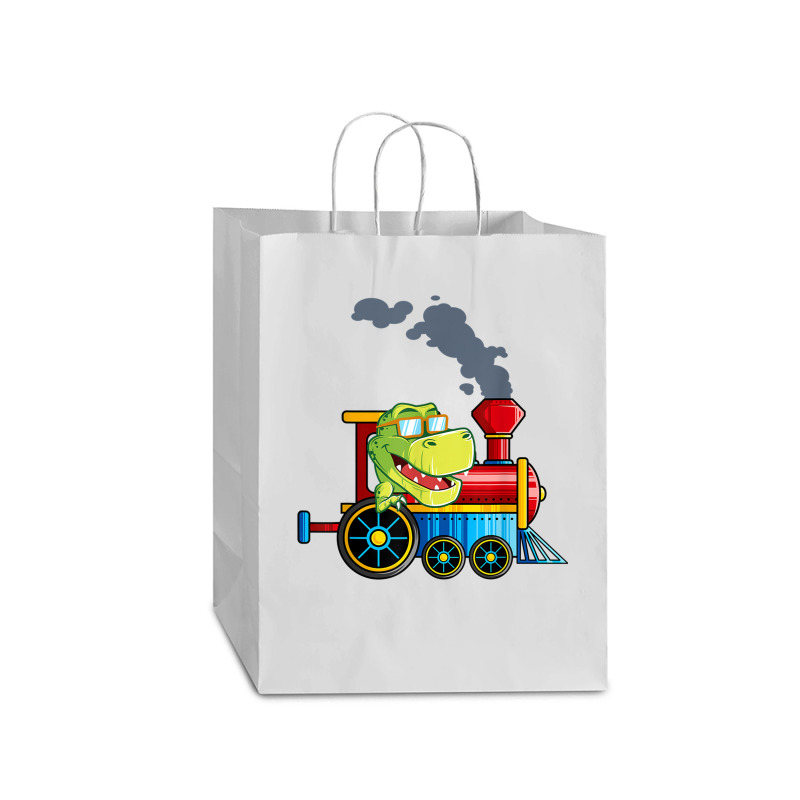 Funny Dinosaur Riding A Train Tyrannosaurus Dino Boys Girls Mart Paper Bag -13 X 7 X 17 | Artistshot