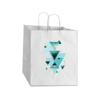 Geometric Triangle Compilation In Teal Take Out Paper Bag - 14 X 10 X 15 1/2 | Artistshot