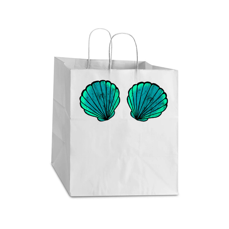 Seashell Mermaid Brassiere Bikini Bra Clam Shell Tshirt Take Out Paper Bag - 14 X 10 X 15 1/2 | Artistshot