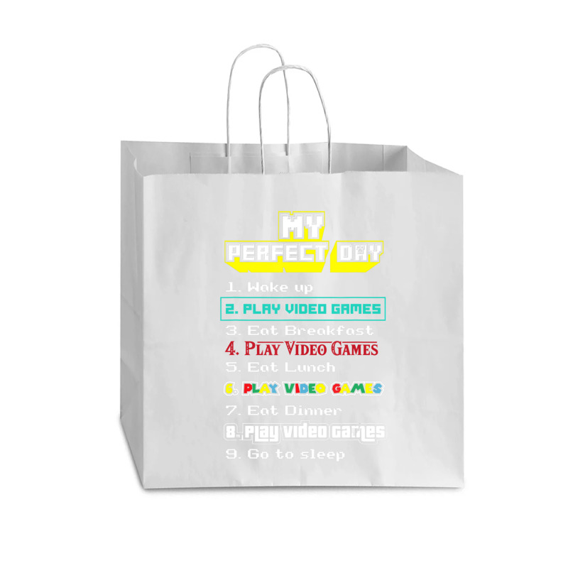 My Perfect Day Play Video Games Gamer Vogue Paper Bag - 16 X 6 X 12 | Artistshot