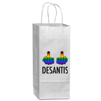 Fck Desantis X 2 - Censored With 2 Rainbow Middle Fingers Wine Paper Bag - 5 1/2 X 3 1/4 X 13 | Artistshot