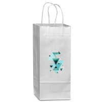 Geometric Triangle Compilation In Teal Wine Paper Bag - 5 1/2 X 3 1/4 X 13 | Artistshot