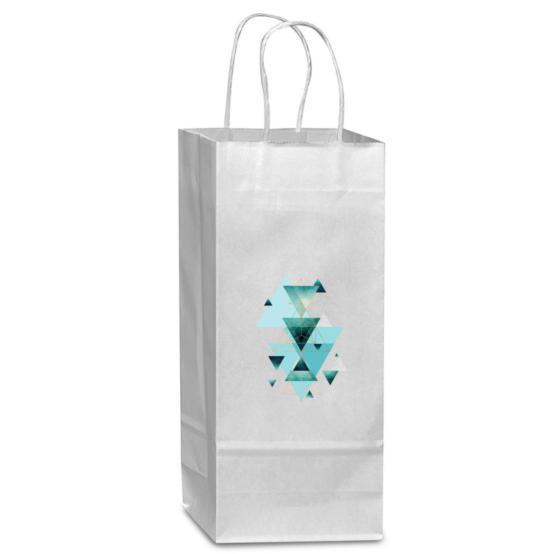 Geometric Triangle Compilation In Teal Wine Paper Bag - 5 1/2 X 3 1/4 X 13 | Artistshot