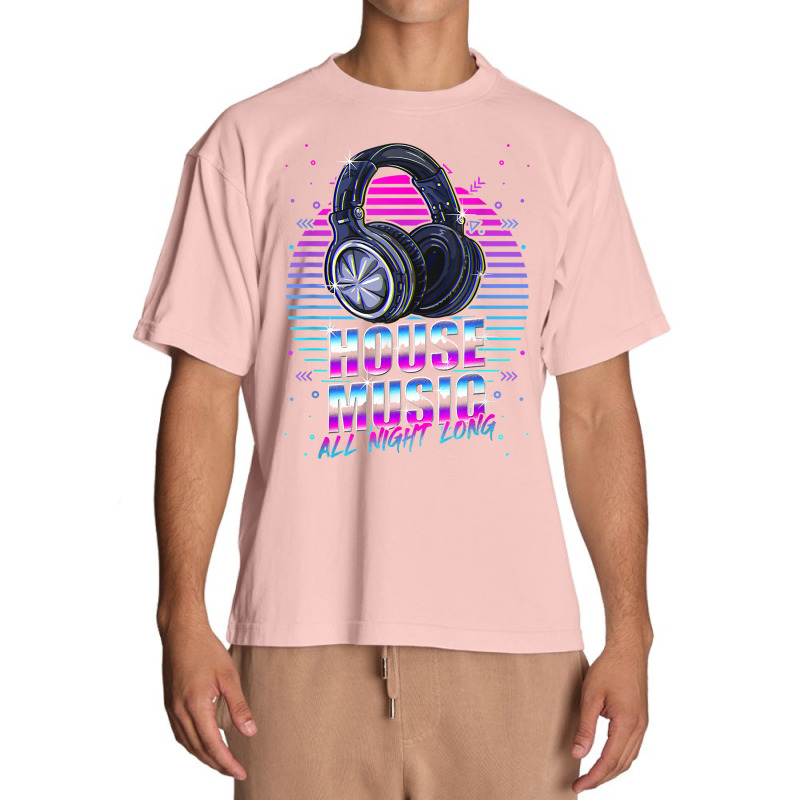 House Music All Night Long Emd Techno Bass Fan Headphones Dj T Shirt Urban Heavy T-shirt by atereabag | Artistshot