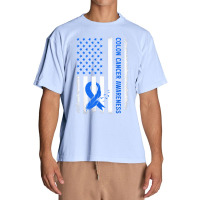 American Flag Colon Cancer Awareness Survivor Fighter T Shirt Urban Heavy T-shirt | Artistshot