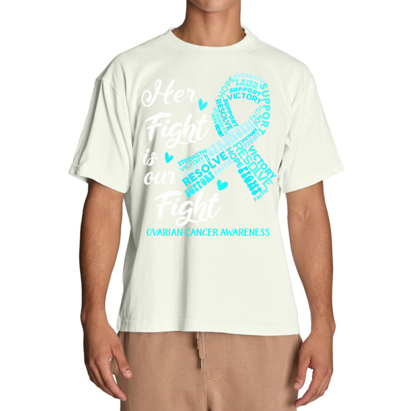 Ovarian Cancer Awareness T  Shirt Ovarian Cancer Awareness Her Fight I Urban Heavy T-shirt | Artistshot