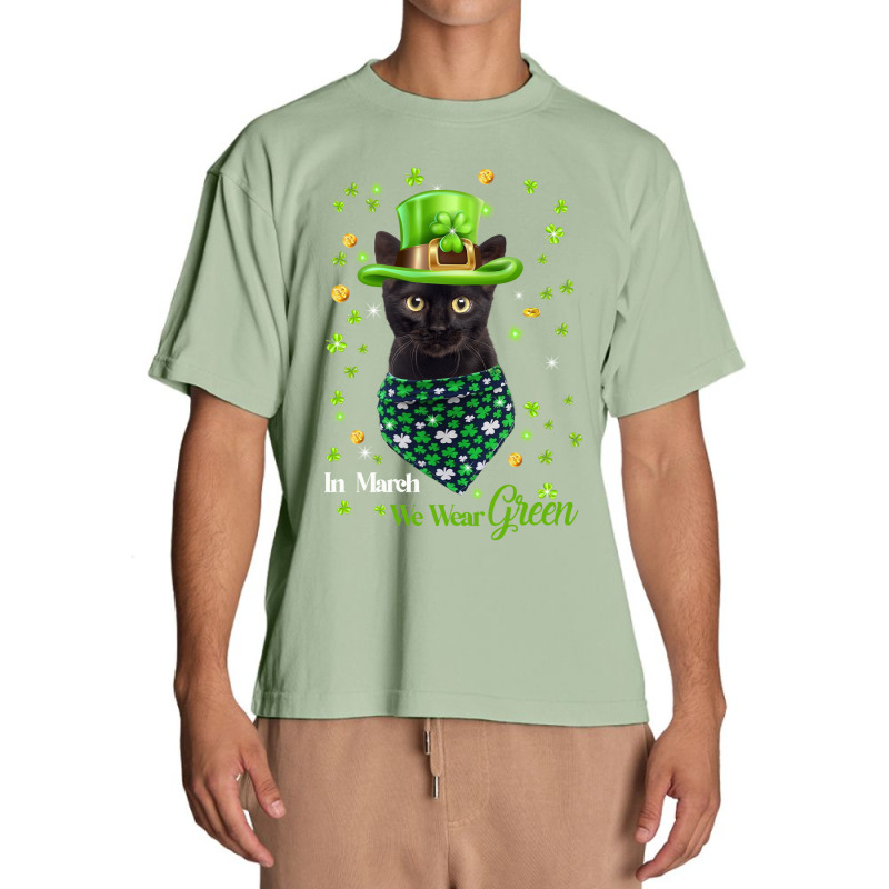 Cat Kitty We Wear Green In March Black Cat Urban Heavy T-shirt | Artistshot