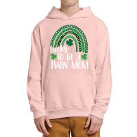 Lucky To Be A Twin Mom St Patrick's Day Leopard Rainbow Long Sleeve T Urban Pullover Hoodie | Artistshot