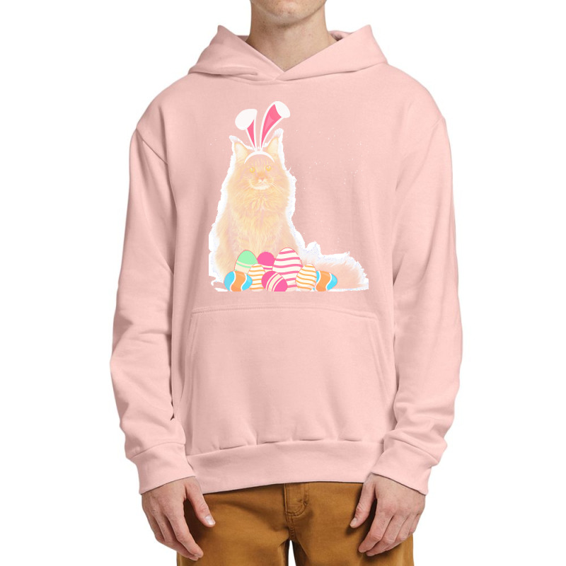 Easter Day T  Shirt Easter Cat Maine Coon With Bunny Ears & Eggs Gift Urban Pullover Hoodie by larmstrong437 | Artistshot