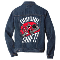 Womens Ohh Shift Trucker Big Rig 18 Wheeler Fan Funny Truck Driving V Men Denim Jacket | Artistshot