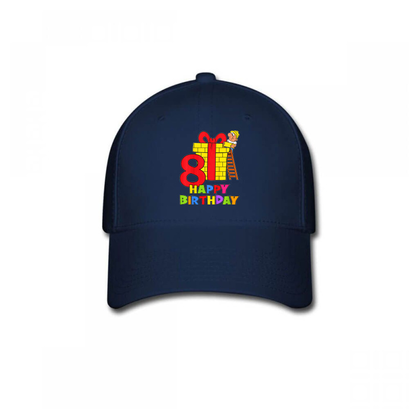 Kids 8 Years Old 8th Birthday Construction Worker Boy Children's Birth Baseball Cap | Artistshot