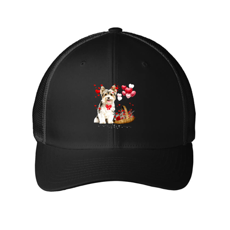 Cute Yorkshire Terrier Balloon Heart Valentine Day Valentine Mesh cap by Premium | Artistshot