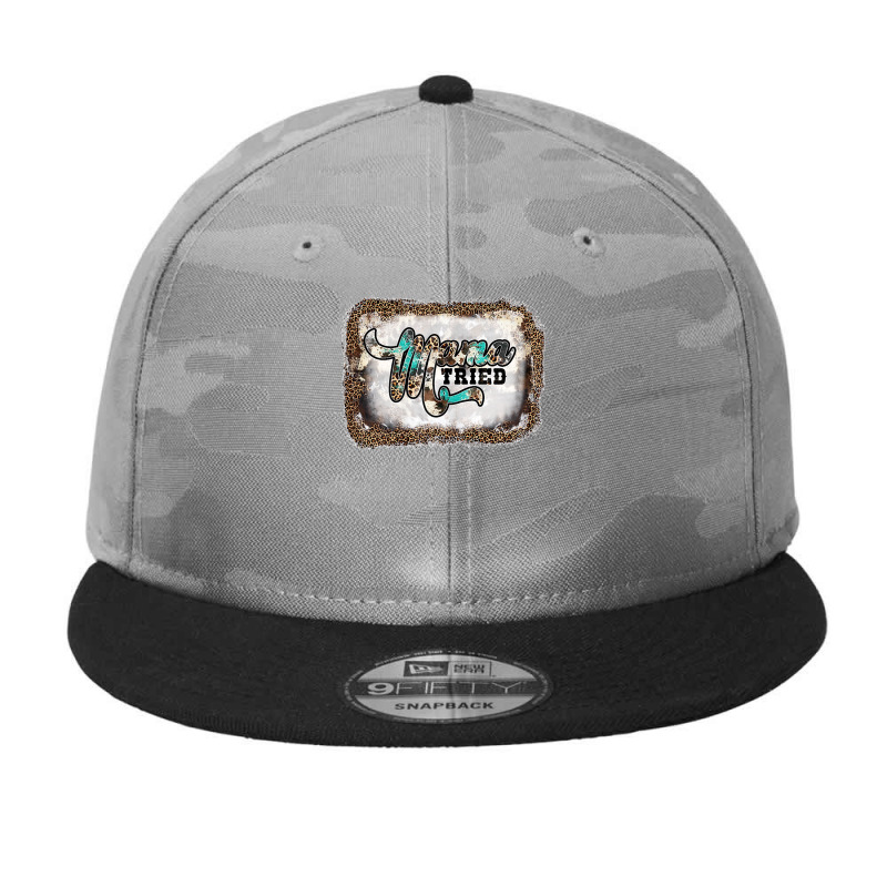 Womens Mama Tried Country Leopard Lightning Bolt Western Retro Camo Snapback by saterseim | Artistshot