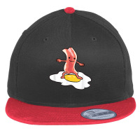 Kawaii Bacon Surfing On Fried Egg Breakfast Egg And Bacon For Fans Flat Bill Snapback Cap | Artistshot