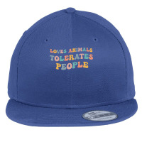 Loves Animals Tolerates People Funny Animal Lover Wildlife Pullover Ho Flat Bill Snapback Cap | Artistshot