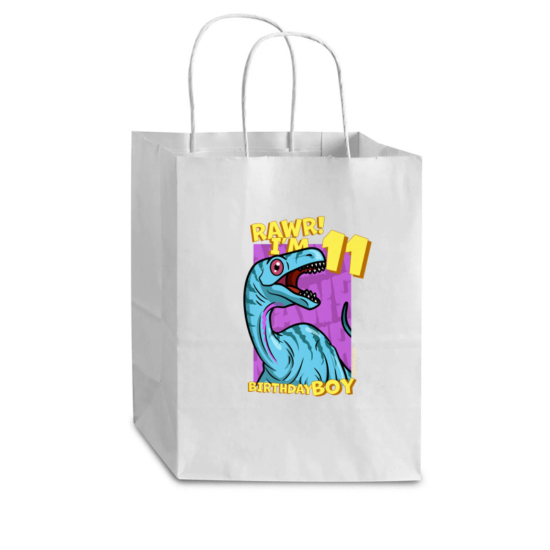 Rawr! I'm 11 Birthday Boys 11th Birthday Dino Noasaurus Cub Paper Bag - 8 X 4 1/2 X 10 1/4 | Artistshot