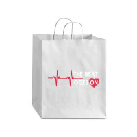 Heart Attack Surgery The Beat Goes On Survivor Rehab Recover Long Slee Debie Paper Bag - 10 X 5 X 13 | Artistshot