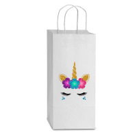 Womens Unicorn Face Halloween Costume Idea And Birthday Outfit Tank To Double Wine Paper Bag - 6 1/2 X 3 1/2 X 12 3/8 | Artistshot