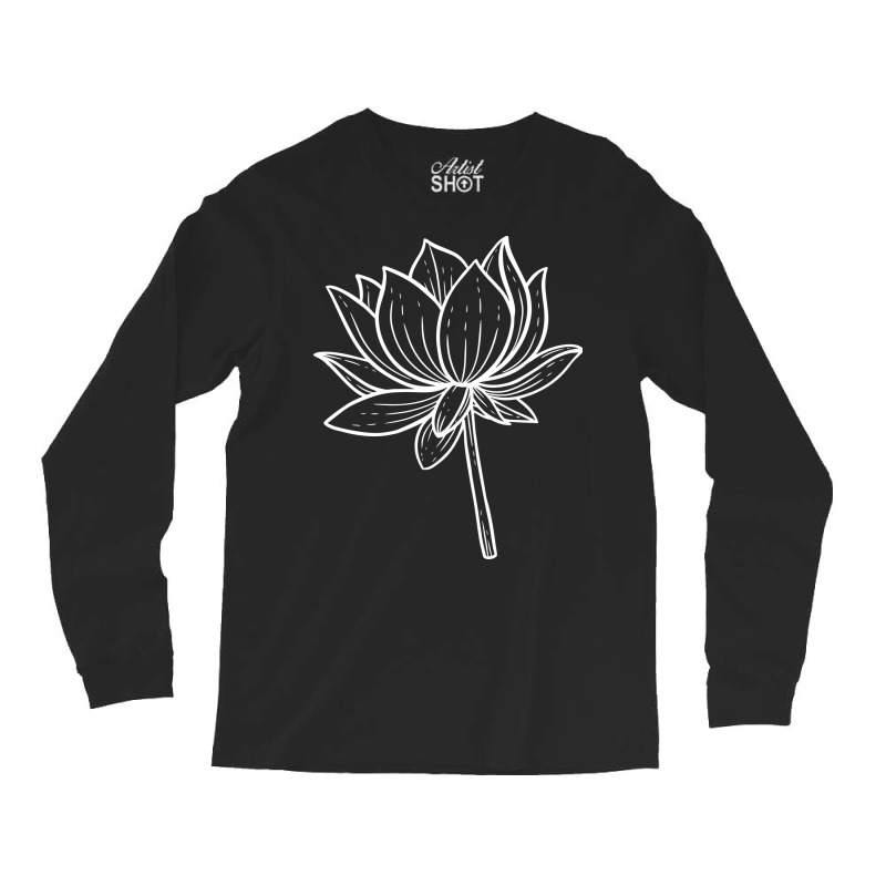 Lotus White Line Art Long Sleeve Shirts | Artistshot