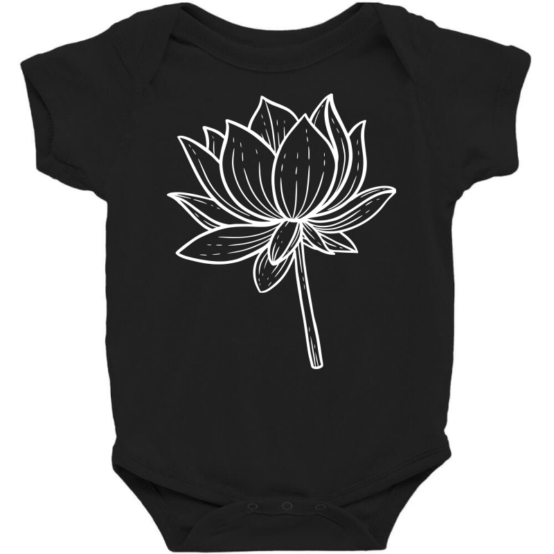 Lotus White Line Art Baby Bodysuit | Artistshot