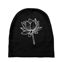 Lotus White Line Art Baby Beanies | Artistshot