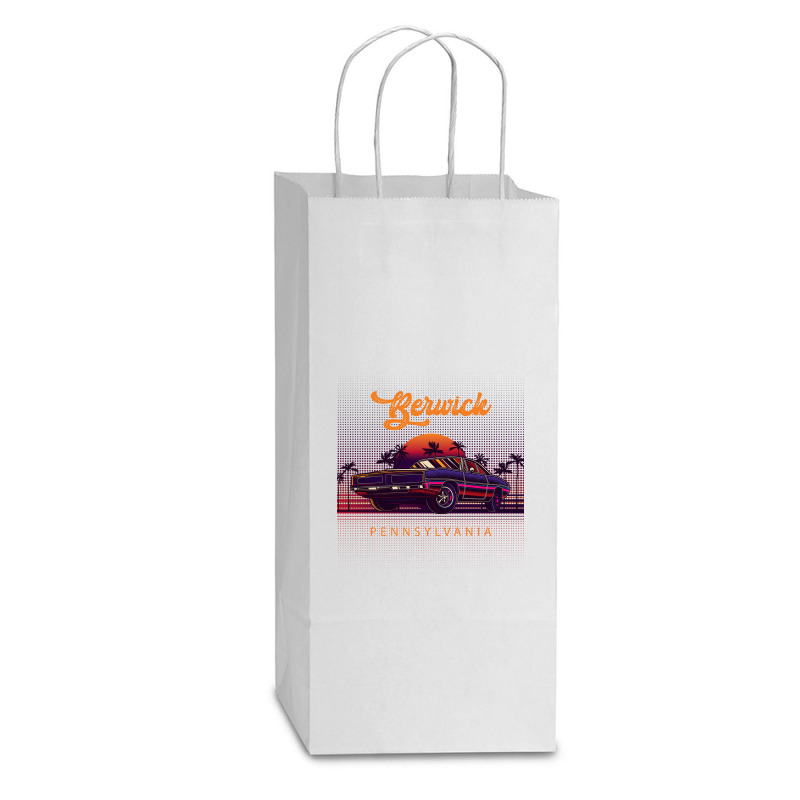 Berwick Pennsylvania Retro Vintage 80s 90s Muscle Cars Retrowave Aesth Double Wine Paper Bag - 6 1/2 X 3 1/2 X 12 3/8 | Artistshot