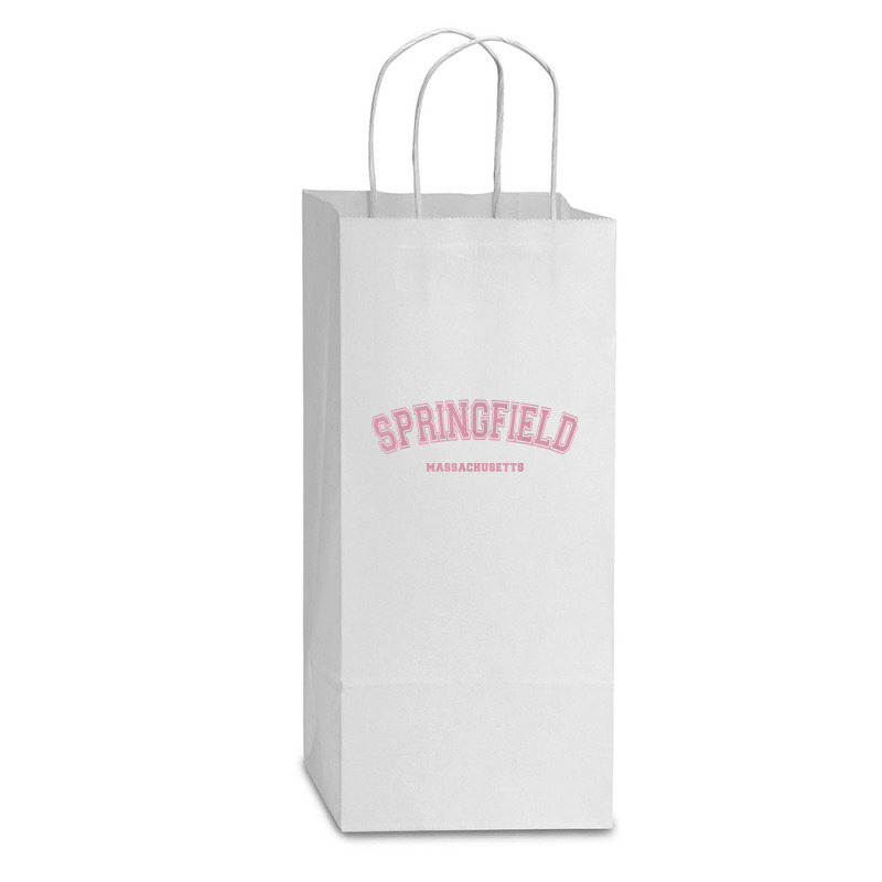 Pink Springfield Massachusetts Ma Varsity Style Springfield T Shirt Double Wine Paper Bag - 6 1/2 X 3 1/2 X 12 3/8 | Artistshot