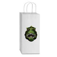 Music Vintage Retro T-rex Head Double Wine Paper Bag - 6 1/2 X 3 1/2 X 12 3/8 | Artistshot