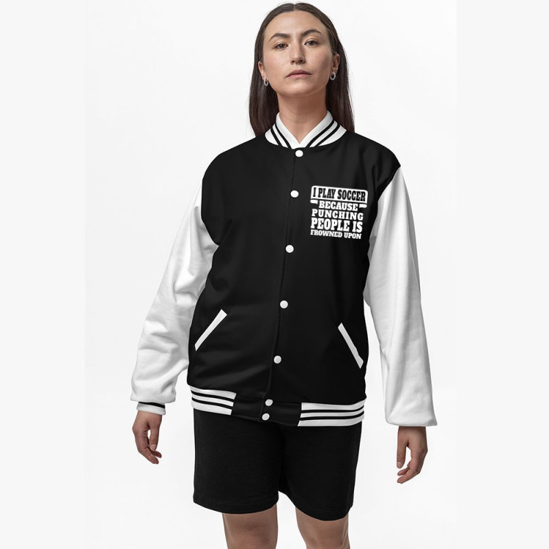 I Play Guitar Soccer Punching People Is Frowned Upon Bomber Jacket by tshiart | Artistshot