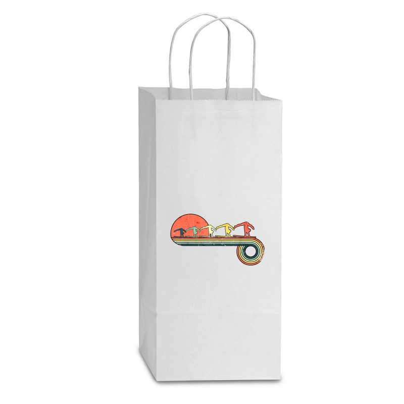 Gymnast Girl Exercise Retro Vintage Sunset Rainbow Color Double Wine Paper Bag - 6 1/2 X 3 1/2 X 12 3/8 | Artistshot