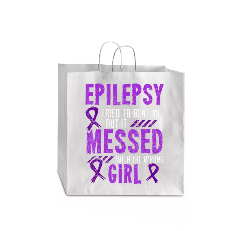 Epilepsy Warrior Day Epileptic Girl Purple Survivor Advocate Jumbo Paper Bag - 18 X 7 X 18 3/4 | Artistshot