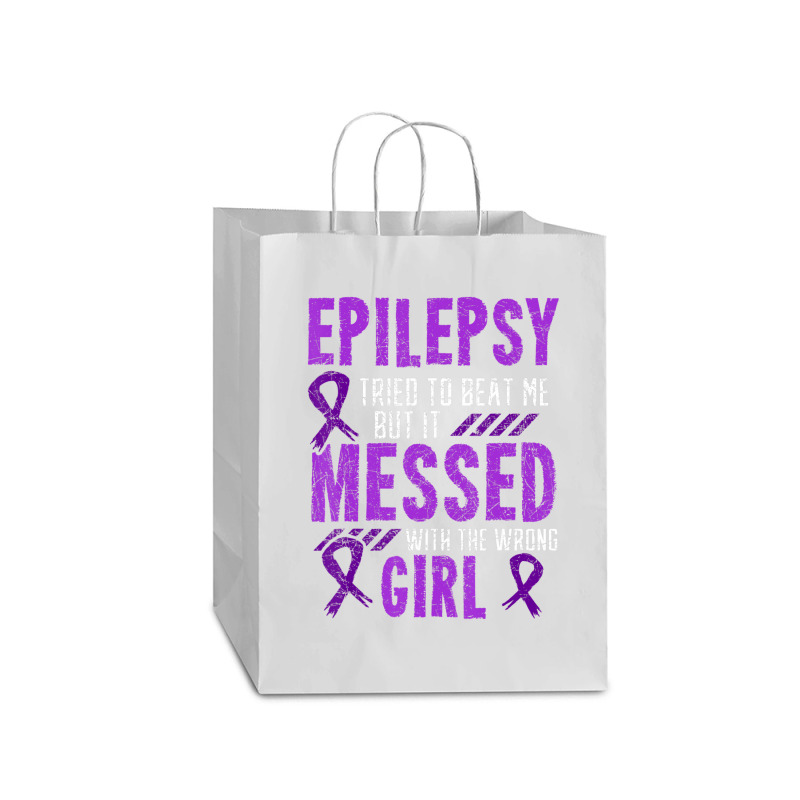 Epilepsy Warrior Day Epileptic Girl Purple Survivor Advocate Mart Paper Bag -13 X 7 X 17 | Artistshot