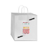 I Can Be Trusted With Sharp Objects Vintage Funny Cool Quote Star Paper Bag - 13 X 7 X 13 | Artistshot