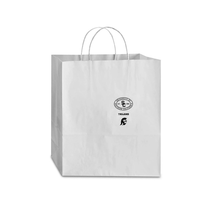 Usc Womens Oval Sc Interlock Trojan Black V-neck Traveler Paper Bag -13 X 6 X 15 3/4 | Artistshot