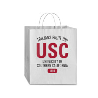 Usc Womens Trojans Fight On! Simple Stack Cardinal Black V-neck Traveler Paper Bag -13 X 6 X 15 3/4 | Artistshot